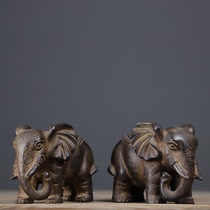 Green Stone Pure hand engraving Ancient Park Sui Taiping Elephants A pair of Chinese Classical Tea XI Imitation Old Stone Tools