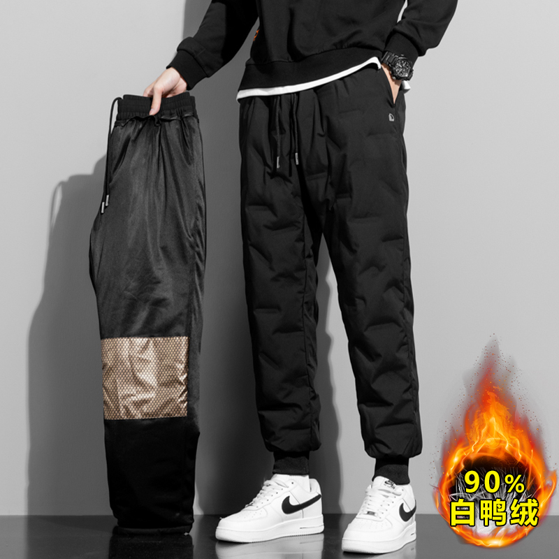 Big code down pants male outside wearing winter new gush thickened anti-chill warm loose men fat and fatter plus fat-Taobao