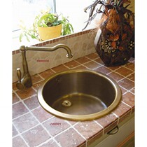 ins Nordic design round Mini small single slot bar island counter recessed kitchen wash vegetable wash fruit Copper Basin