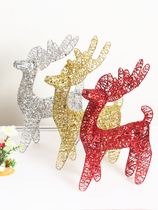 Christmas deer cart Christmas elk Christmas reindeer glowing scene mall decoration window iron deer decoration supplies