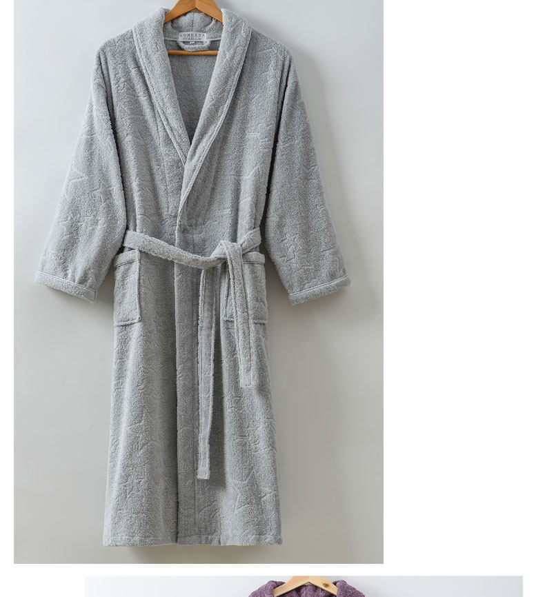 浴袍纯棉毛巾料水墨风提花吸水男女情侣款春夏秋冬游泳洗澡浴衣