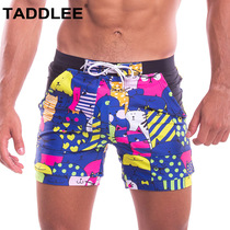 TADDLEE mens swimming trunks flat corner sexy professional loose hot spring swimming trunks mens saucy swimsuit seaside tide