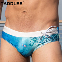 TADDLEE mens swimming trunks triangle quick-drying sexy plus size low waist fashion Anti-embarrassing cushion swimming trunks tide tide
