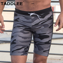 TADDLEE mens swimming trunks flat corner long camouflage swimsuit five quick dry plus size professional split swimsuit men