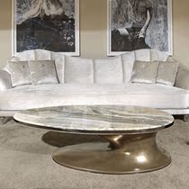 Modern Designer Brief GRP Marble Hotel Clubhouse Oval Tea Table Nano Spray Plated Duck Tongue a few