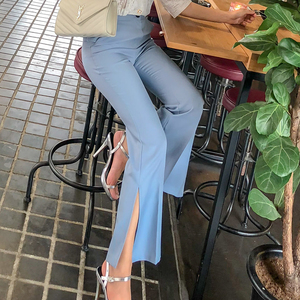 high waist solid color business suit slim trousers flared trousers 