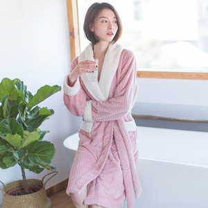 睡袍女冬季珊瑚绒加厚长款浴袍男士情侣浴衣睡衣女冬法兰绒家居服