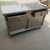 Commercial stainless steel workbench with drawer sliding door storage cabinet Wine restaurant canteen operation kitchen conditioning table real shot