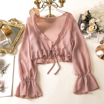 Short chiffon sunscreen dress for women with suspender skirt