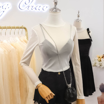 Hyun Yafeng transparent tight mesh screen sunscreen base shirt female long sleeve lace thin hollow perspective gauze tide