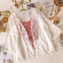 Sunscreen womens short coat summer cardigan overcoat small shawl thin ice silk chiffon with suspender skirt