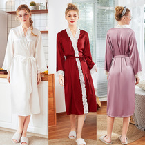 Thin long sleeve lace robe home wear pajamas nightgown