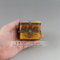 Vintage made old cow bone jewelry box small ornaments decorative double seal carving lady figure antique