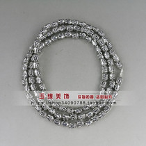 Micro-made old seedlings silver-white copper necklace 108 pieces double-sided Buddha head necklace chain Shakyamuni total length 112 cm