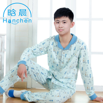 Boys pyjamas suit children Spring autumn and winter Qingteen to increase Gfatter All cotton CUHK Tong students Home Residence Special Price