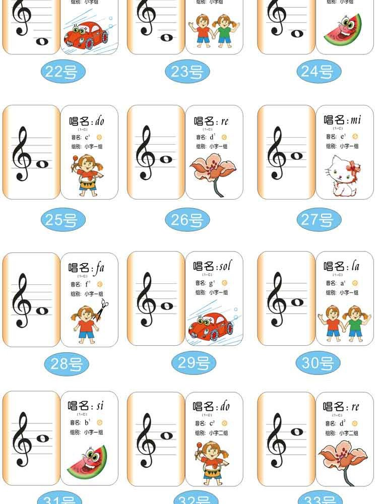 新版五线谱卡 五线谱识记卡片-轻松认五线谱-小卡五线谱卡43张_7折