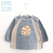 Corduroy waterproof overcoat children boy eating bib baby protective clothing anti-dirty bib kindergarten apron autumn and winter