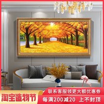 Golden Avenue modern living room fortune tree decorative painting Hand-painted European landscape Oil painting American hanging mural can be customized