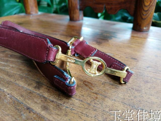 celine wine red Screwed Door Gold Buckle Antique Leather Strap Medieval Belt-Taobao