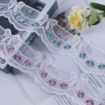 Curtain Standing Side Holding Pillow Sofa Decoration Webbing Webbing Embroidered Flower Material Splicing Water butterfly knot white lace lace M-11