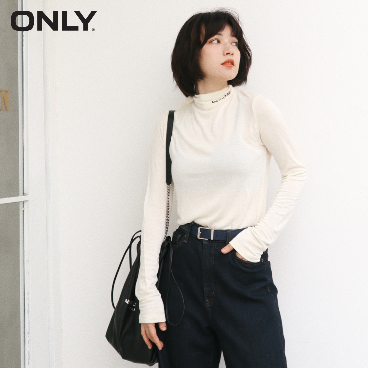 only summer new half-high collar bottoming with long-sleeved thin basic t-shirt female 119302518