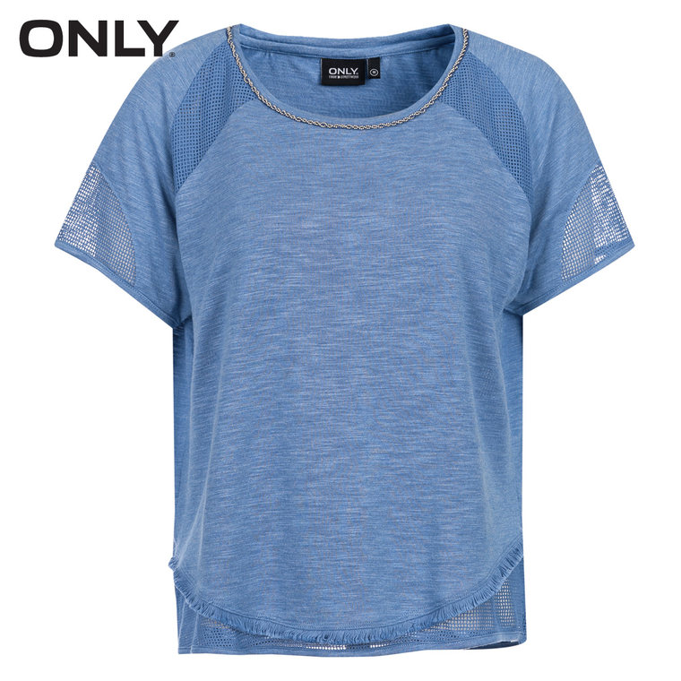 5折ONLY2015夏装新品含棉领口创意拼接镂空流苏T恤上衣|115201038