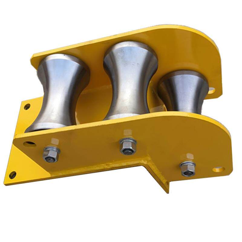 新款电缆放线滑轮重型合金钢管口尼龙轮直三联滑轮