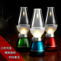 Nostalgic LED kerosene blowing control lamp creative charging dimming night light antique kerosene lamp desktop mobile table lamp
