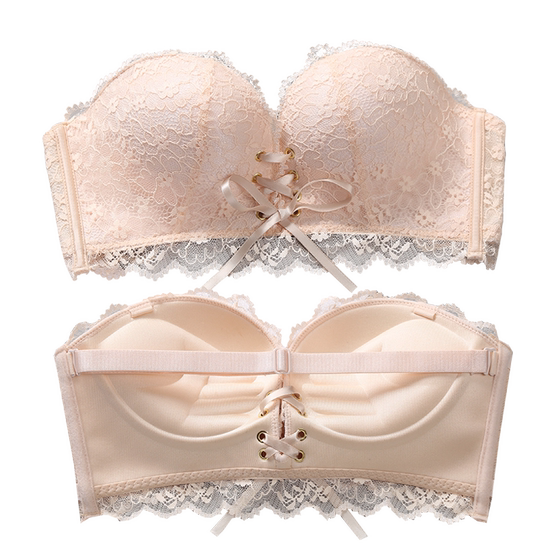 New lace strapless underwear gathering non-slip top support without steel rings, small chest flat chest thick invisible bra set
New lace strapless underwear gathering non-slip top support without steel rings, small chest flat chest thick invisible bra set