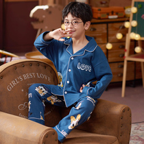Boys pajamas spring and autumn cotton childrens long sleeve thin medium boy suit cartoon children Baby Home clothes