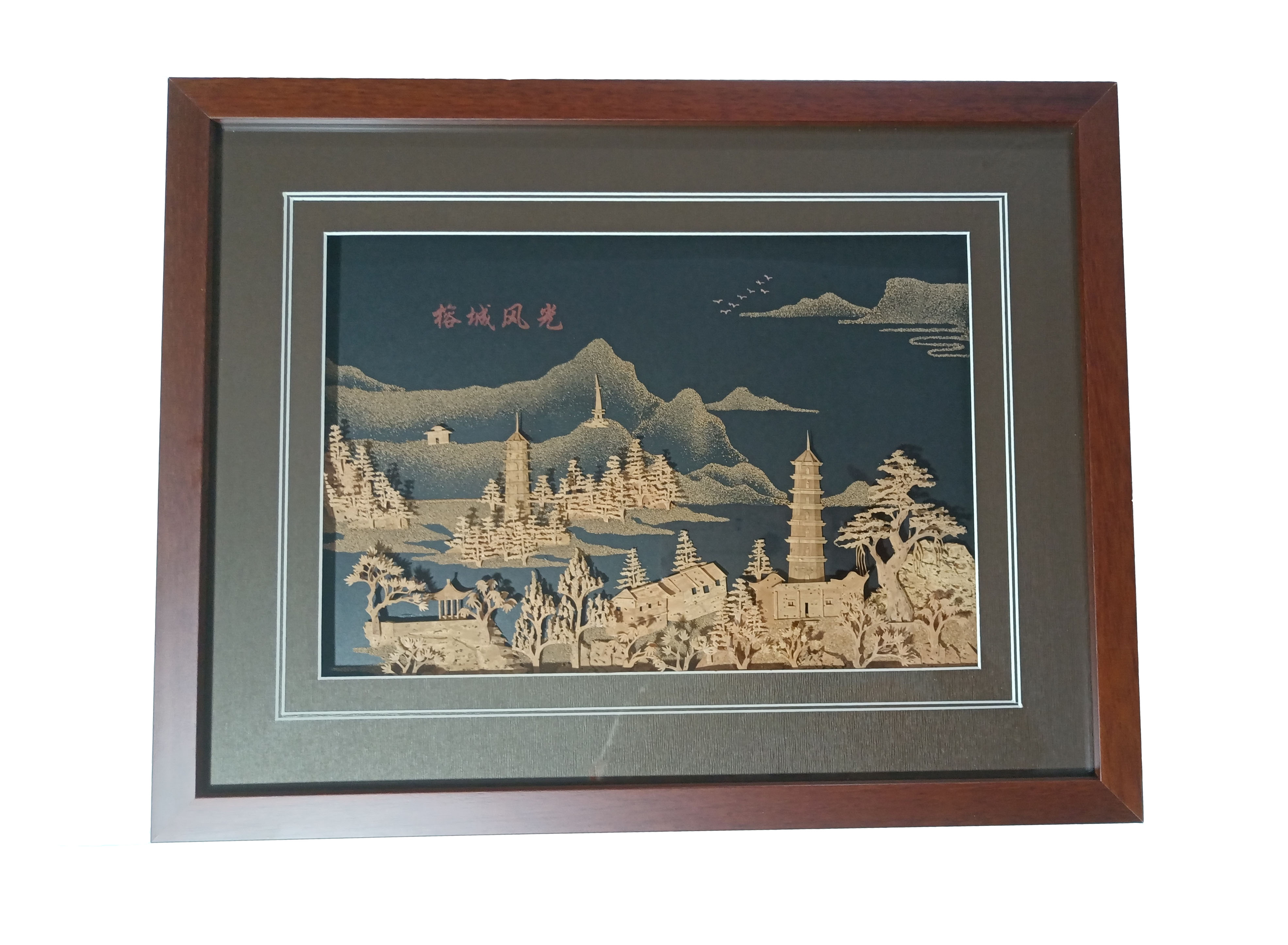 ★古寶堂★蒐集【Z4】『木質嵌竹鎮尺』中国古董品　賞物 置物擺件　高さ20*278*42mm 重さ684g 实木小多宝阁摆件博古架，圆形落地展示置物架_国风网