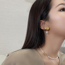 INNOSENSE moon hanging pearl stud earrings female inlaid face pendant personality advanced cold wind earrings