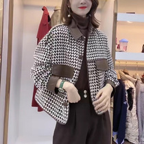 Europe station 2022 spring womens dress new long sleeve plaid temperament parquet foreign air short Casual Jacket Women Loose