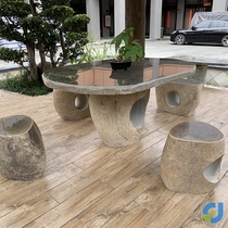 Stone table stone bench courtyard set of table and chairs stone tea table outdoor open air tea table desktop in stone table yard of stone table