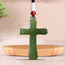 Hetian jade cross pendant Jesus Christ religious Keepsake pendant for men and women Immanuel jade pendant Jade stone jade