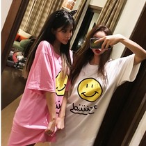 Special spot South Korea Dongdaemun women's summer cotton loose casual expression letter printing home clothing college dress
