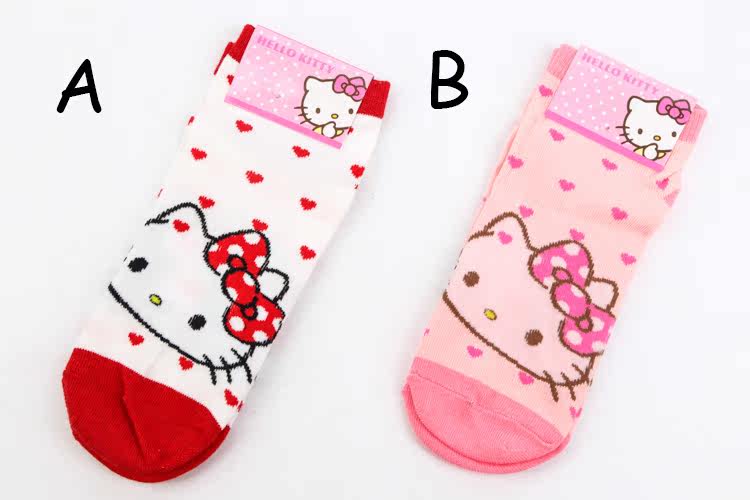 日本三丽鸥 凯蒂猫hello kitty 棉袜女袜 卡通短袜 可爱萌系短袜