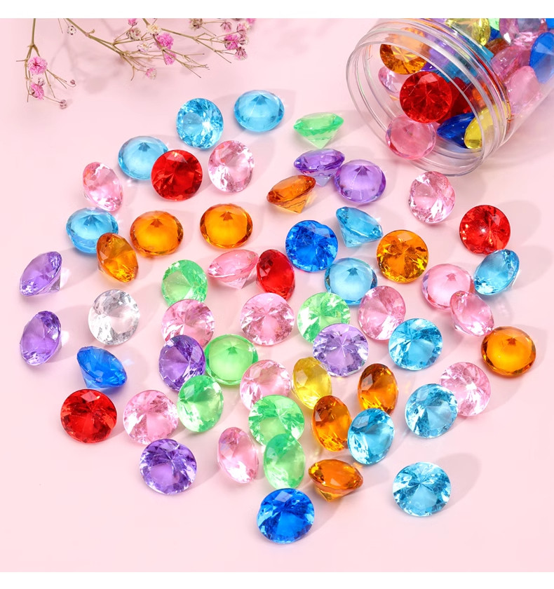 儿童宝石玩具水晶钻石女孩塑料爱心亚克力七彩宝藏女童公主宝箱盒