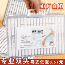 24 color oily double head mark pen student 36 color 48 color suit round pole mark color pen hook line drawing pen children with painted pen elementary school students painting full set of fine art