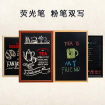 Wood Frame Blackboard Magnetic Hanging Small Blackboard Office Home Blackboard Wall Chalk Writing Magnetic Green Board Shop Display Board Home Children Teaching Fluorescence Handwriting Propaganda Advertising Blackboard Real