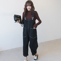 Pregnancy Woman Dress Spring Autumn Season Black Straight Cylinder Loose Fashion style Korean version Exterior Wearing Pants Jeans With Pants Back Belt Pants