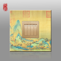 Chinese glass switch sleeve socket patch China wind switch patch bedroom living room socket switch decoration