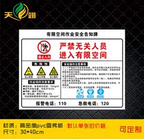 Limited space safety operation safety notice board confined space sign warning sign workshop customized