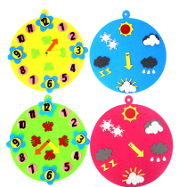 Kindergarten Finished Product Weather Forecast Weather Watch Time Unwoven Cloth Puzzle Early Teaching Aids Living Area Operation Area