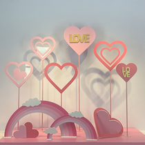 Valentines Day Mall Dp Dot Beauty Chen Props Peach Hearts Pink Loving Scene Arrangement Mesh Red Card Spot Window Decoration