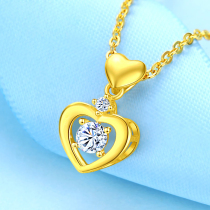 Gold pendant womens 24K heart shaped 999 gold clavicle chain wedding new pure gold necklace for girlfriend