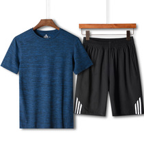 2020 Summer sports suit Mens casual mens middle-aged and elderly summer thin section running dad short-sleeved t-shirt