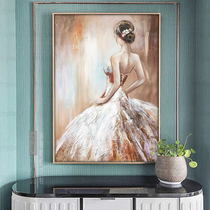 Pure hand-painted oil painting European character beauty living room porch American light luxury vertical version huge Custom Decorative painting hanging painting