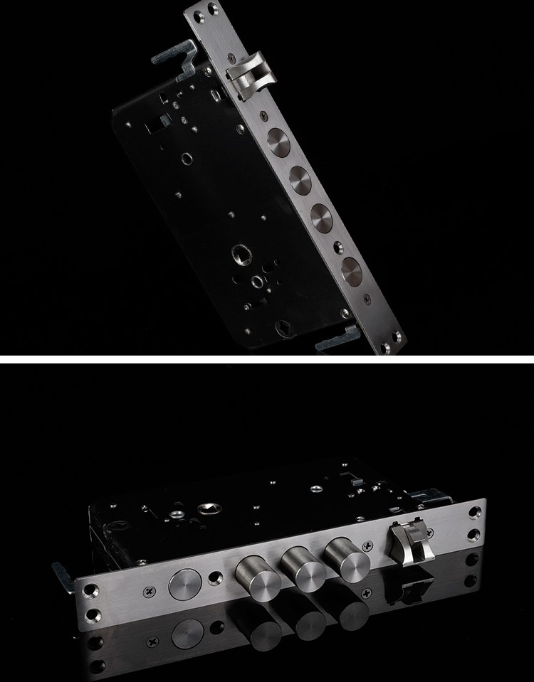 下把手大圆头指纹锁6052锁体30*240防盗门不锈钢双快双活智能锁芯