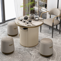 Light extravagant rock plate tea table and chairs designer high-end home villa tea desk office Zen Yigong Tea Desk